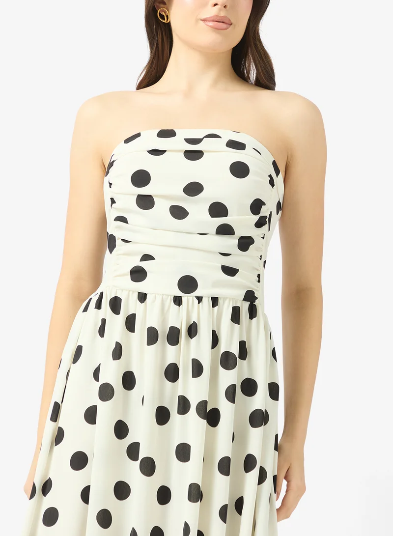 Ginger  Bandeau Polka Dot A Line Dress for Women | Best Price UAE
